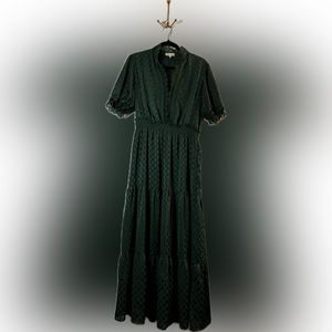 Max Studio Forest Green Lace Maxi Dress